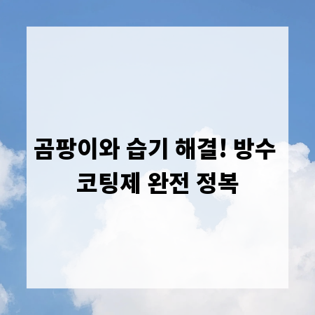 곰팡이와 습기 해결! 방수 코팅제 완전 정복