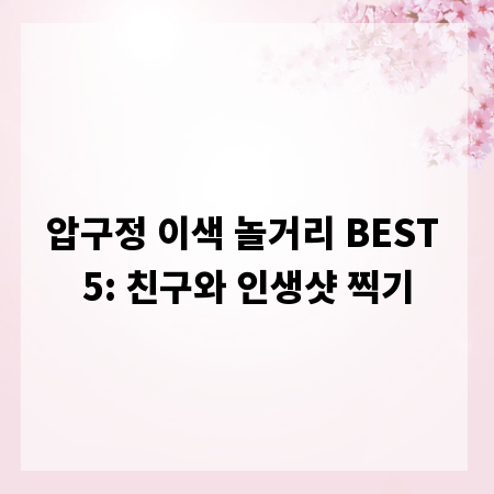 압구정 이색 놀거리 BEST 5: 친구와 인생샷 찍기