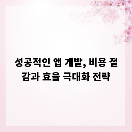 성공적인 앱 개발, 비용 절감과 효율 극대화 전략