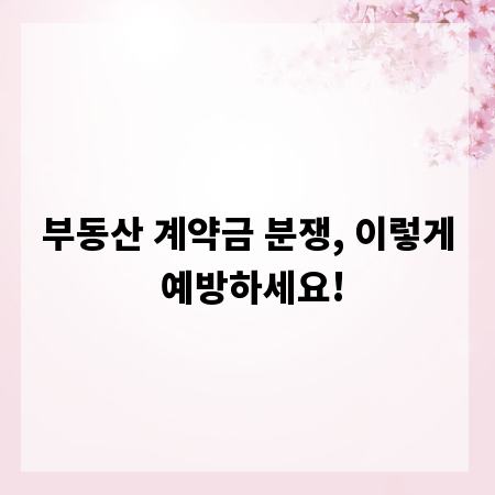부동산 계약금 분쟁, 이렇게 예방하세요!