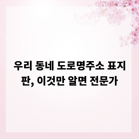 우리 동네 도로명주소 표지판, 이것만 알면 전문가