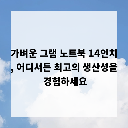 가벼운 그램 노트북 14인치, 어디서든 최고의 생산성을 경험하세요