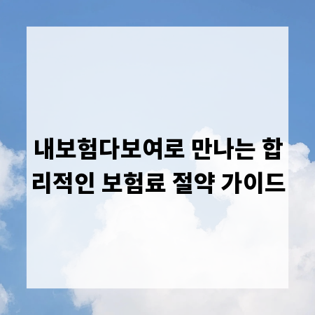 내보험다보여로 만나는 합리적인 보험료 절약 가이드