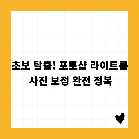 초보 탈출! 포토샵 라이트룸 사진 보정 완전 정복