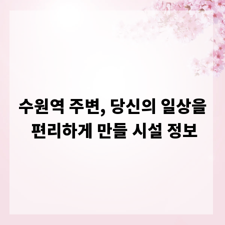수원역 주변, 당신의 일상을 편리하게 만들 시설 정보