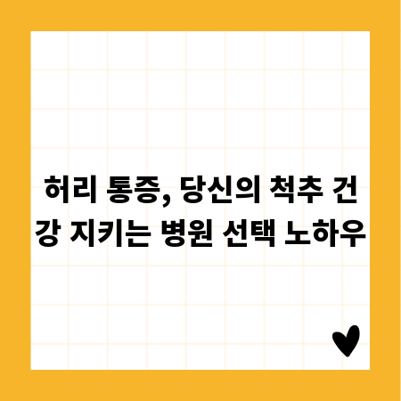 허리 통증, 당신의 척추 건강 지키는 병원 선택 노하우