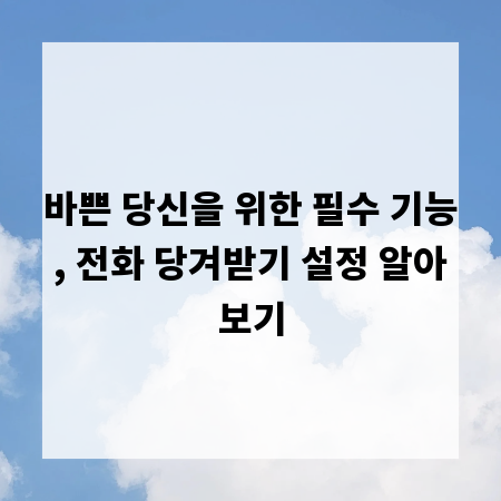 바쁜 당신을 위한 필수 기능, 전화 당겨받기 설정 알아보기