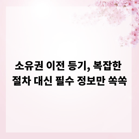 소유권 이전 등기, 복잡한 절차 대신 필수 정보만 쏙쏙