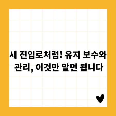 새 진입로처럼! 유지 보수와 관리, 이것만 알면 됩니다