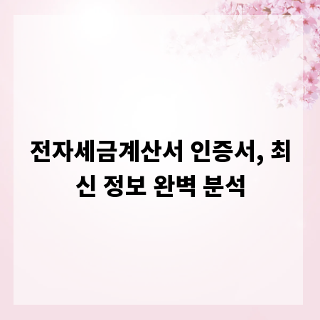 전자세금계산서 인증서, 최신 정보 완벽 분석