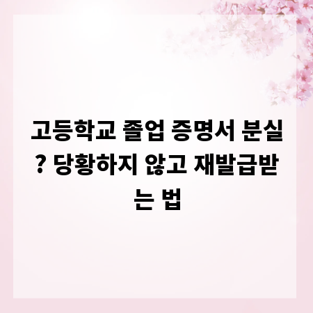 고등학교 졸업 증명서 분실? 당황하지 않고 재발급받는 법