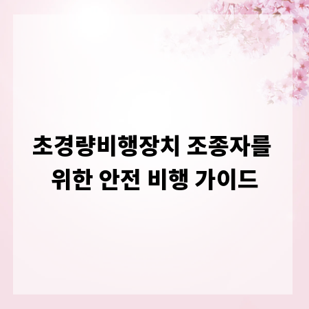 초경량비행장치 조종자를 위한 안전 비행 가이드