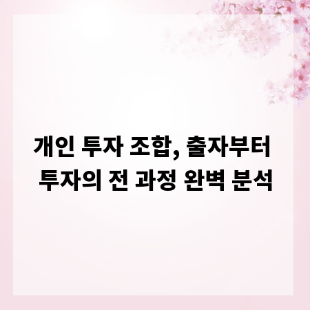개인 투자 조합, 출자부터 투자의 전 과정 완벽 분석