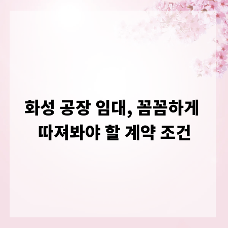 화성 공장 임대, 꼼꼼하게 따져봐야 할 계약 조건