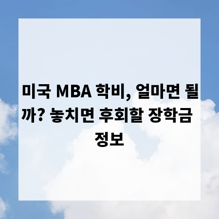 미국 MBA 학비, 얼마면 될까? 놓치면 후회할 장학금 정보