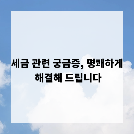 세무 지식 쌓기: 당신의 세금 질문에 대한 답변