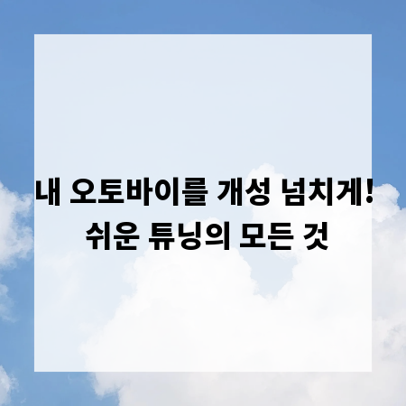 내 오토바이를 개성 넘치게! 쉬운 튜닝의 모든 것