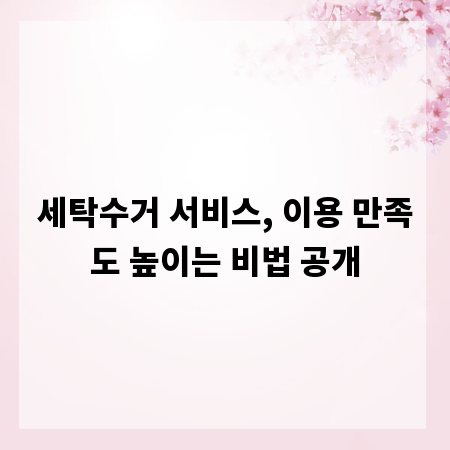 세탁수거 서비스, 이용 만족도 높이는 비법 공개