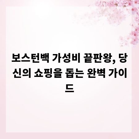 보스턴백 가성비 끝판왕, 당신의 쇼핑을 돕는 완벽 가이드