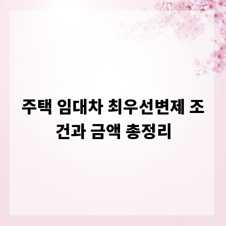 주택 임대차 최우선변제 조건과 금액 총정리