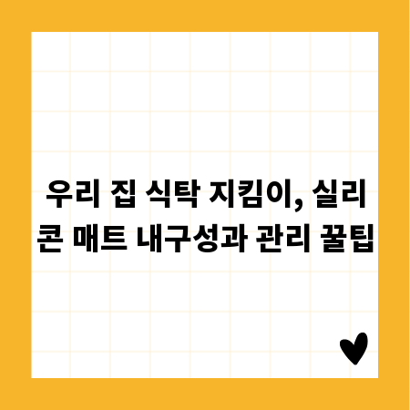 우리 집 식탁 지킴이, 실리콘 매트 내구성과 관리 꿀팁