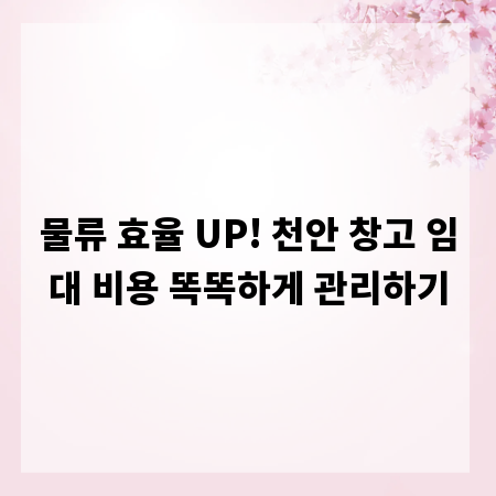 물류 효율 UP! 천안 창고 임대 비용 똑똑하게 관리하기