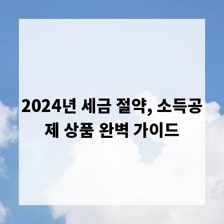 2024년 세금 절약, 소득공제 상품 완벽 가이드
