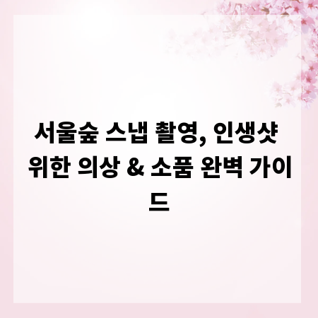 서울숲 스냅 촬영, 인생샷 위한 의상 & 소품 완벽 가이드