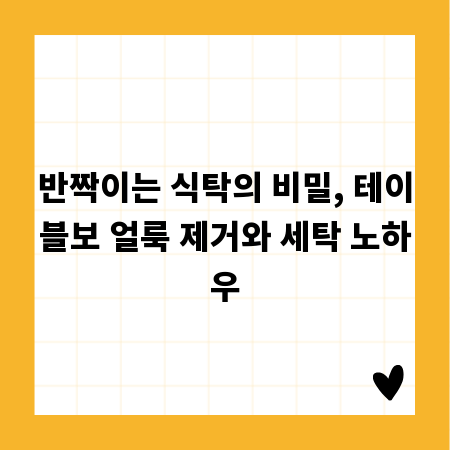 반짝이는 식탁의 비밀, 테이블보 얼룩 제거와 세탁 노하우