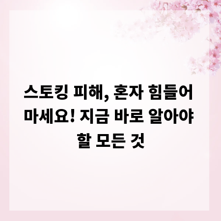 스토킹 피해, 혼자 힘들어 마세요! 지금 바로 알아야 할 모든 것