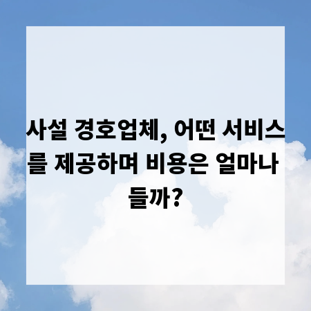 사설 경호업체, 어떤 서비스를 제공하며 비용은 얼마나 들까?