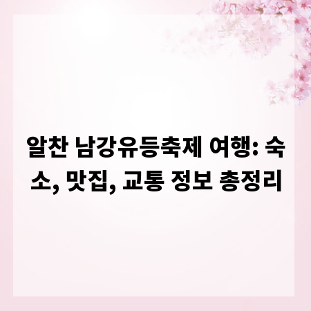 알찬 남강유등축제 여행: 숙소, 맛집, 교통 정보 총정리