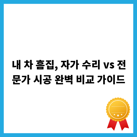 내 차 흠집, 자가 수리 vs 전문가 시공 완벽 비교 가이드