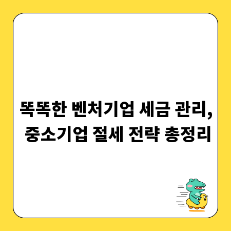 똑똑한 벤처기업 세금 관리, 중소기업 절세 전략 총정리