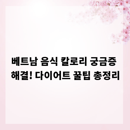 베트남 음식 칼로리 궁금증 해결! 다이어트 꿀팁 총정리