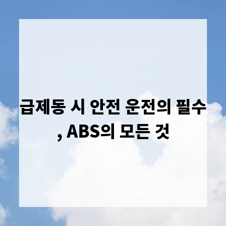 급제동 시 안전 운전의 필수, ABS의 모든 것