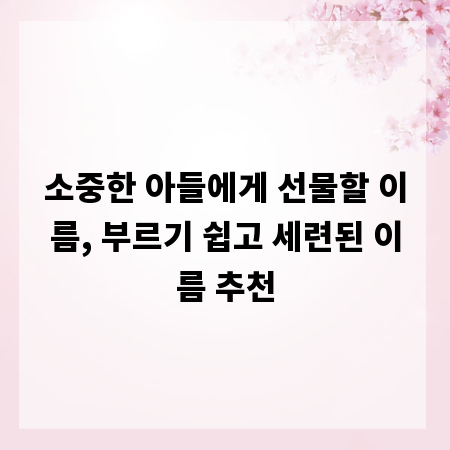 소중한 아들에게 선물할 이름, 부르기 쉽고 세련된 이름 추천