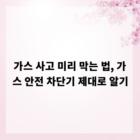 가스 사고 미리 막는 법, 가스 안전 차단기 제대로 알기