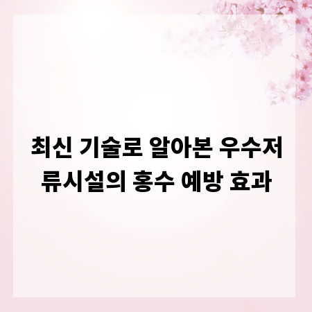 최신 기술로 알아본 우수저류시설의 홍수 예방 효과