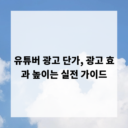 유튜버 광고 단가, 광고 효과 높이는 실전 가이드