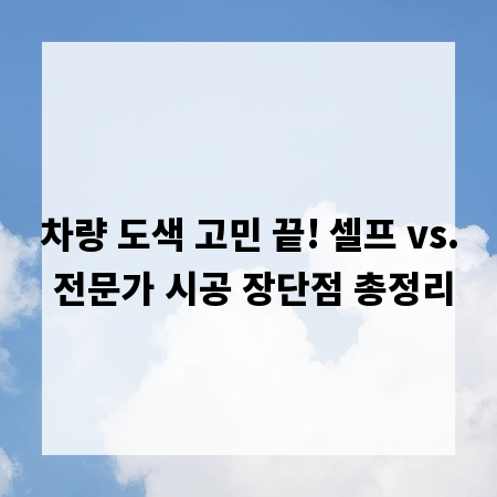 차량 도색 고민 끝! 셀프 vs. 전문가 시공 장단점 총정리