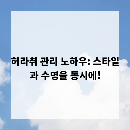 허라취 관리 노하우: 스타일과 수명을 동시에!