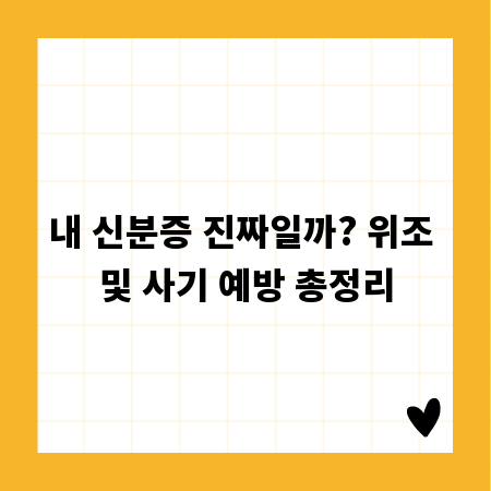 내 신분증 진짜일까? 위조 및 사기 예방 총정리