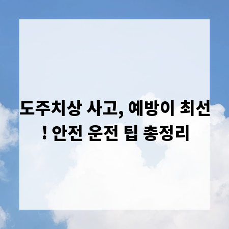 도주치상 사고, 예방이 최선! 안전 운전 팁 총정리