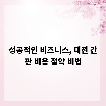 성공적인 비즈니스, 대전 간판 비용 절약 비법