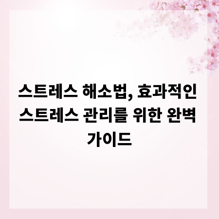 스트레스 해소법, 효과적인 스트레스 관리를 위한 완벽 가이드