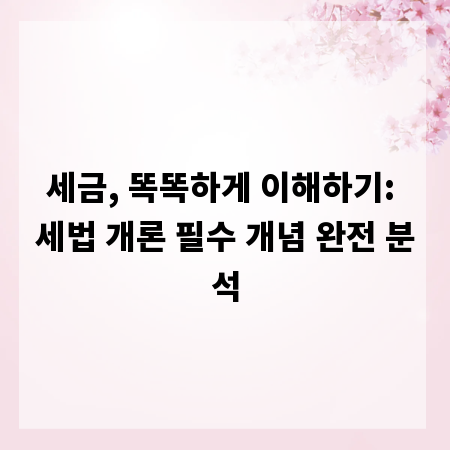 세금, 똑똑하게 이해하기: 세법 개론 필수 개념 완전 분석