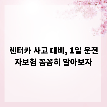 렌터카 사고 대비, 1일 운전자보험 꼼꼼히 알아보자