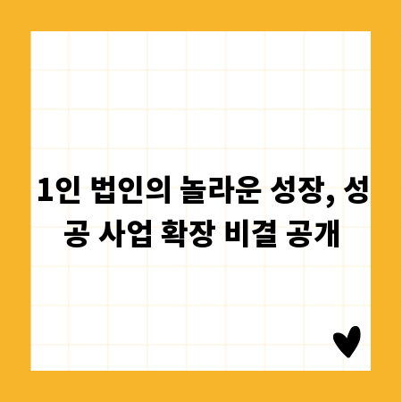 1인 법인의 놀라운 성장, 성공 사업 확장 비결 공개