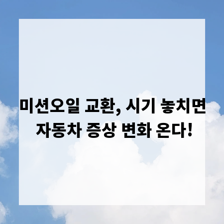 미션오일 교환, 시기 놓치면 자동차 증상 변화 온다!